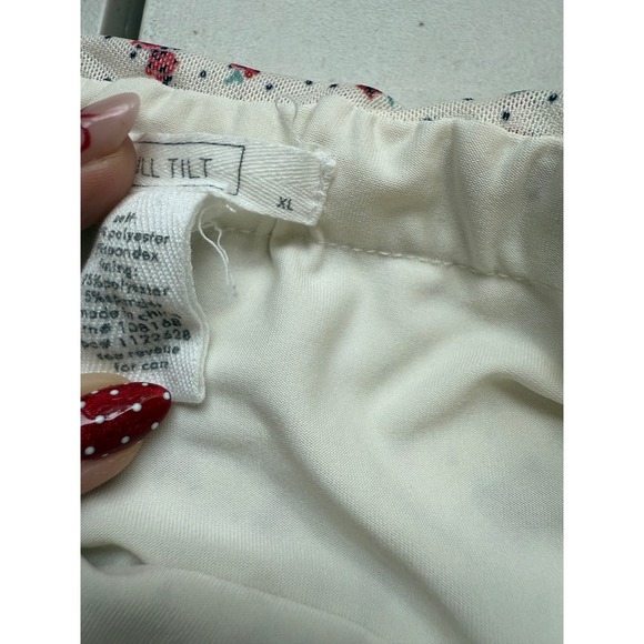 ALL TILT Floral Mini Skirt Ruffle Tiered White Red Blue Dot Women's XL - Picture 5 of 6
